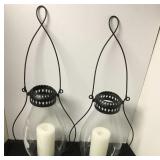 (2) 31" Hand Blown Glass Hanging Candle Holder