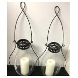 (2) 31" Hand Blown Glass Hanging Candle Holder