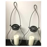 (2) 31" Hand Blown Glass Hanging Candle Holder