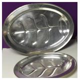 2 Vtg Silver Plated Turkey Platters