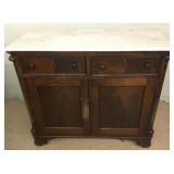 Victorian Era Marble Top Server Side Board Cabinet