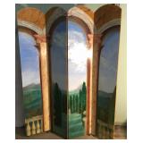 Custom Hand Painted 4 Panel Wood Divider Screen Custom Hand Painted 4 Panel Wood Divider Screen