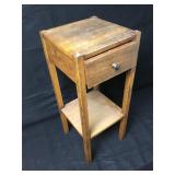 Antique Solid Wood Side Table W/Drawer