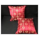 Vtg Red Honey Bee Pattern 12" Throw Pillows