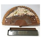 Hand Painted Batik Wayang Silk & Wood Hand Fan