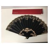 Hand Painted Silk & Wood Folding Hand Fan