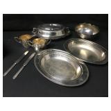 Vintage Silver Plated Cream & Sugar Set, Bowls Etc Vintage Silver Plated Cream & Sugar Set, Bowls Etc