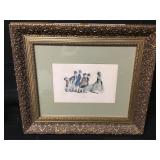 Antique Framed Tinted Business Dogs Lithograph Antique Framed Tinted Business Dogs Lithograph