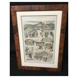 Antique Framed 1876 Illustrated Original News Page Antique Framed 1876 Illustrated Original News Page