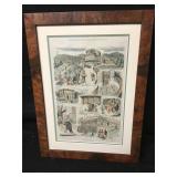 Antique Framed 1876 Illustrated Original News Page