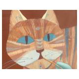 Santa Fe Artist Judy Ryhmes Vintage Cat Painting Santa Fe Artist Judy Ryhmes Vintage Cat Painting