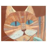 Santa Fe Artist Judy Ryhmes Vintage Cat Painting