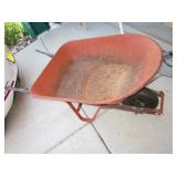 Weathered Metal & Wood True Temper Wheelbarrow
