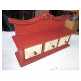 13.5" Wide Wood Shelf w/ 3 Ceramic Drawers