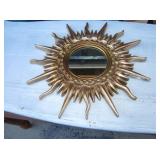 Resin Framed Gold-Tone Starburst Mirror 17"