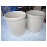 2 Vintage Stoneware Crocks - 7.5" Tall