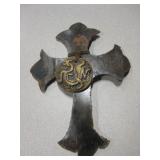 10.5" Tall Metal & Ceramic Wall Cross