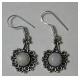 1.7" Rainbow Moonstone 925 SS Plated Earrings