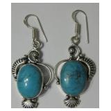 2.2" Created Mosaic Jasper 925 SS Plated Earrings