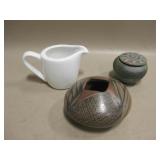 Native Style Pottery & Mini Creamer - 2" Tallest