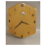 9" Fishing Flies Poplar Wood Wall Clock - Works