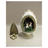 Faux Pearl Egg Decor & Mini Brass Iron