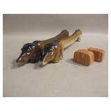 Vtg 10.5" Ceramic Dachshund S&P & Luggage S&P
