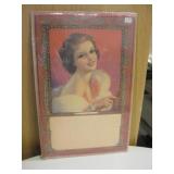 Antique Calendar Back Panel w/ Girl - Never Used
