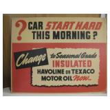 Vtg 2-Sided Texaco Oil Cardboard Sign 21.5" x 17"