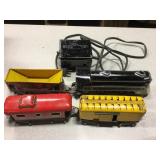 Vtg Marx "O" Gauge Pressed Tin Locomotive & 3 Cars