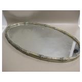 Vtg Metal Framed Vanity Mirror Tray - Felt Backing
