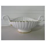 Gilt Trimmed Scalloped Ceramic Bowl w/ Handles