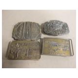 4 Vintage Brass & Brass-Washed Belt Buckles