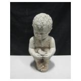 Boy With Bird Concrete Garden Statuary - 16" Tall