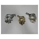 3 Vtg Cast Metal Horse Trophy Toppers