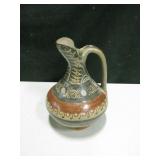 Vtg 10" Tall Hand Painted Mexico Ceramic Pitcher