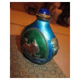 2.75" Enamel Over Brass Perfume / Snuff Bottle