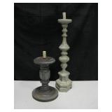 2 Carved Candle Holders - 11" & 22" Tall