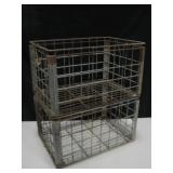 2 Vtg Borden 6-Gallon Metal Milk Crates