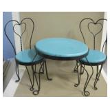 1:4 Size Miniature Iron & Wood Table & Chairs