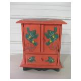 Frog Painted Wood Trinket / Jewelry Box 13" Tall