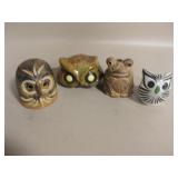 3 Ceramic Birds & 1 Frog - Vintage