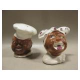 2 Vtg Ceramic Black Americana S&P Shakers