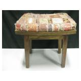 Vtg Wood Stool w/ Padded Seat - 18" Tall