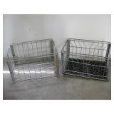 2 Vtg Metal Wire 6 Gallon Milk Crates