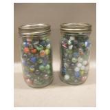 2 Ball Quart Jars Of Marbles - Some Vintage