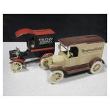 2 Vtg Ertl Coin Bank Cars - Texaco & M. Wards