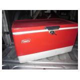 1981 Coleman Red Metal & Plastic Ice Chest