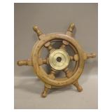 Decorative Mini Wood & Brass Ships Wheel 12"