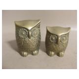 2 Vtg leonard Silver Solid Brass Owls - 3" Tallest